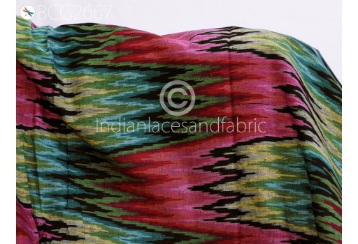 1.5 Meter Indian Multi Color Double Ikat Fabric Handloom Upholstery Cotton sold by yard Home Decor Draperies Cushions Tote Bags Curtains Fabric