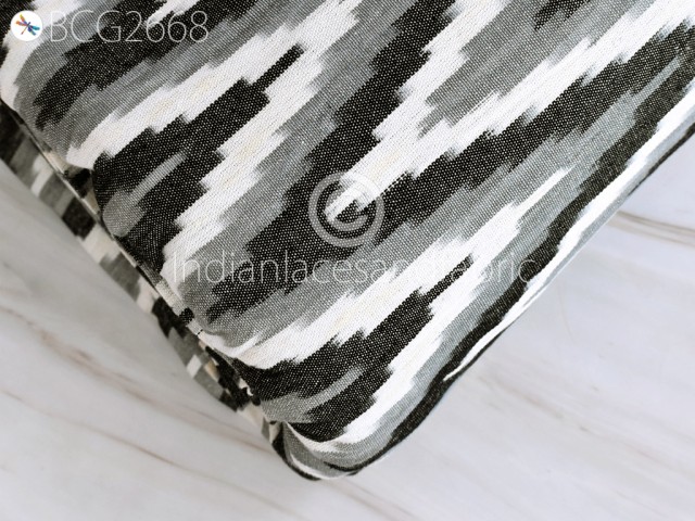 Black Ikat Fabric Yardage Handloom Upholstery Cotton sold by yard Double Ikat Home Decor Bedcovers Tablecloth Draperies Cushions Tote Bags Kitchen Curtains Fabric