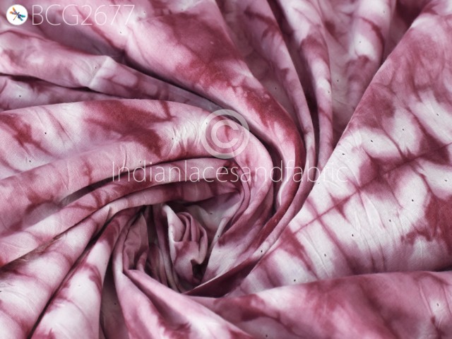 Indian Handmade Shibori Cotton Tie Dye Onion Color Dyed By Hand Summer Dresses Quilting Sewing Crafting Cloth Fabric By The Yard Home Décor
