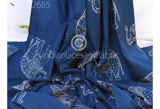 Indigo Blue Cotton Fabric Organic Dyed Hand Block Printed Cotton By The Yard Kids Women Summer Dress Quilting Sewing Accessories Crafting Maternity Apparel Fabric