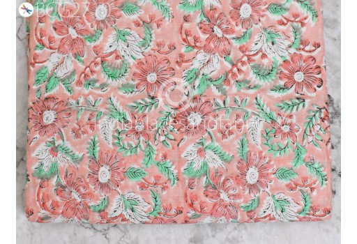 Indian Floral Block Printed Soft Cotton Fabric By the Yard Sewing Women Summer Dress Kids Crafting Quilting Curtain Apparel Nighties Nursery Home Décor Fabric