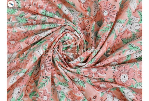 Indian Floral Block Printed Soft Cotton Fabric By the Yard Sewing Women Summer Dress Kids Crafting Quilting Curtain Apparel Nighties Nursery Home Décor Fabric