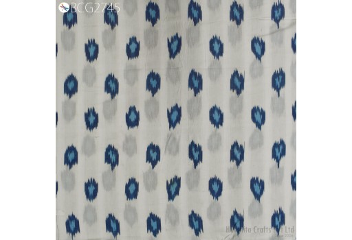 Indian Blue Ikat Homespun Cotton Fabric by yard 2/60 Handwoven DIY Crafting Women Summer Dresses Pajamas Shorts Sewing Kitchen Curtains