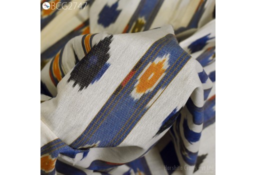 Blue Indian Handloom Ikat Cotton Fabric by the yard 2/40 Handwoven Kids Summer Dresses Home Decor Quilting Crafting Sewing Drapery Pillowcase Curtains