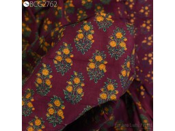 Wine Floral Soft Block Print Cotton Fabric by the Yard Women Apparel Indian Boho Summer Dresses Quilting & Crafting Printed Table Placement