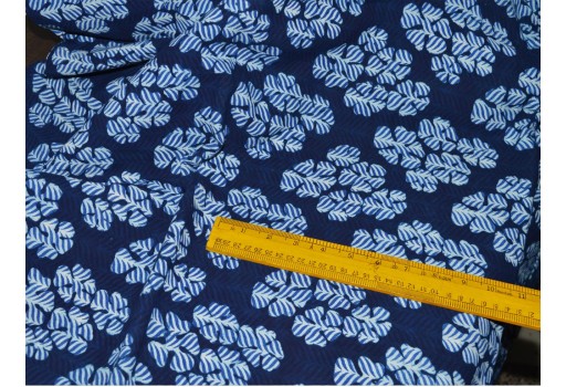 Indian indigo blue hand block printed quilting cotton fabric by yard sewing crafting drapery curtains summer dresses women kids apparels home décor cushion cover making fabric