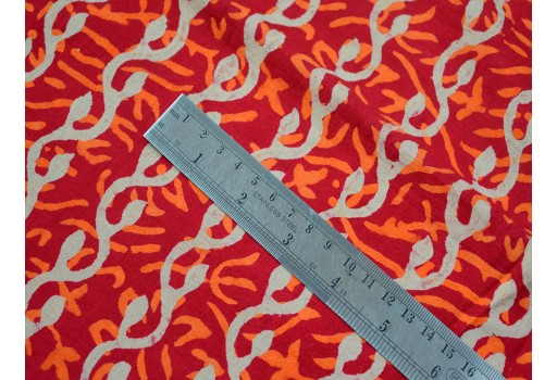 Hand Block Printed Red Cotton By The Yard Fabric Sewing Crafting Home Decor Cushion Cover Summer Dresses Table Runner Curtains Making Fabric