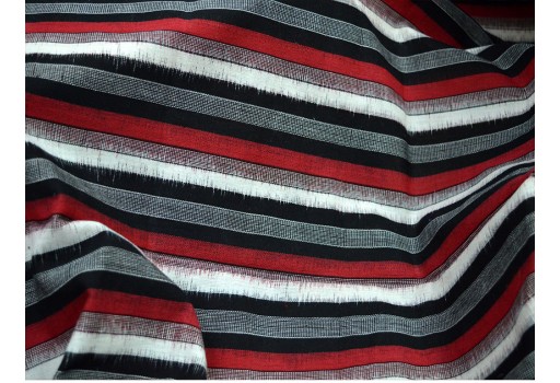 Ikat Cotton Handloom Ikat Pattern in Red Black Grey and White Cotton Fabric By The Yard Ikat Cushion Covers Curtains Home Furnishing Fabric