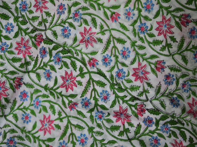 Indian Printed Cotton By The Yard Fabric Hand Stamped Floral Home Décor Furnishing Soft Summer Dresses Sewing Crafting Curtains Drapery Fabric