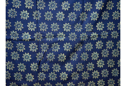 Indigo blue block printed cotton by the yard fabric quilting vegetable dyed cushion cover home décor curtains summer dresses kurta clutches making sewing crafting fabric