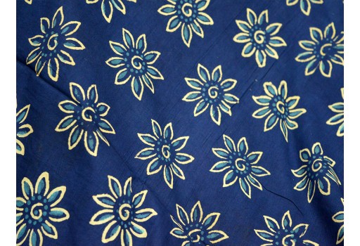 Indigo blue block printed cotton by the yard fabric quilting vegetable dyed cushion cover home décor curtains summer dresses kurta clutches making sewing crafting fabric