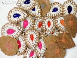 20 Indian Patches Sewing Handmade Patch Bridal Handcrafted Bridal Embellish Headband DIY Crafting Home Decor Cushion Covers Beaded Applique