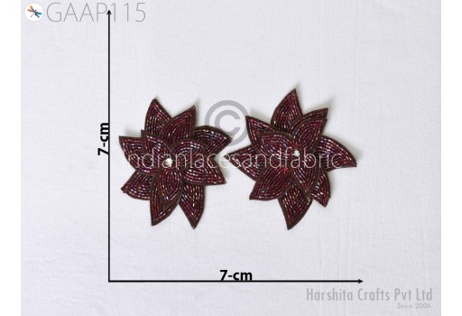 4 Pieces Beaded Patches Appliques Indian Handmade Floral Beads Decorative Sewing Dresses Patches DIY Brooch Crafting Costume Dress Applique
