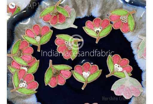 10 Pc Handmade Patches Zardozi DIY Crafting Denim Sew on Patch Floral Patches Decorative Embroidery Applique Costumes Home Decor Appliques