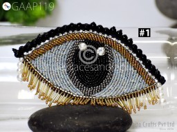 Beaded Patches Evil Eyes with eyelashes Handcrafted Embroidered Sew on Denim Jackets Shirts Patches Backpack Patch DIY Crafting Appliques