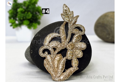 1 pc Indian Embroidered Patches Appliques Sew Decorative Floral Zari Thread Applique Dress Handmade DIY Crafting Home Decor Embellishment