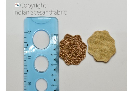 20 Zardozi Flower Shaped Golden Applique Scrapbooking Indian Bridal Headband Christmas DIY Crafting Sewing Clothing Accessories Home Décor Patches Decorative Indian zari Dresses making 