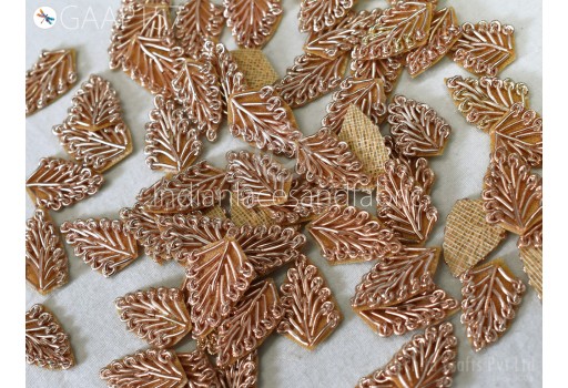 20 Handmade Patches Leaf Embroidered Indian Sewing Thread Dresses Beaded Patches Appliques Crafting Supply Handcrafted Appliques