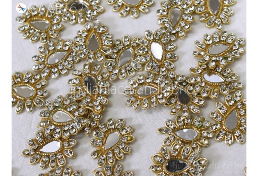 25 Indian Beaded Rhinestone Appliques Paisley Appliques Beaded Handcrafted Bridal Appliques Sewing Dress Patch DIY Crafting Sewing  Patches