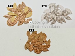 50 Handmade Appliques Handcrafted Beaded Patches Appliques Crafting Supply Leaf Embroidered Indian Sewing Thread Dresses Patches