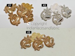 6 Piece Indian Applique Patch Bullion decorative saree Patches Embellishments Sewing Embellishment Appliques Crafting Golden Clothing Accessories Dress Handcrafted Scrapbooking