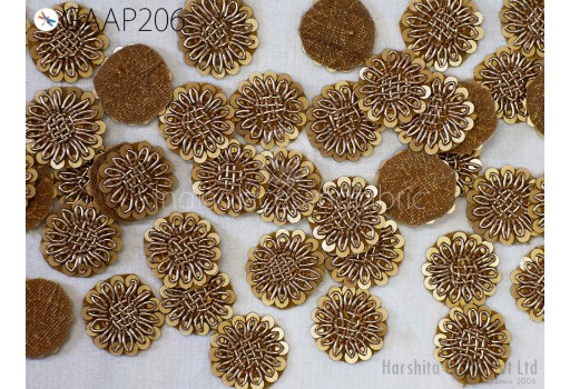 25 pc Handmade Zardozi Appliques Patches Flower Indian Sewing Wedding Dresses Handcrafted Beaded Patches DIY Crafting Supply Embellishments. 