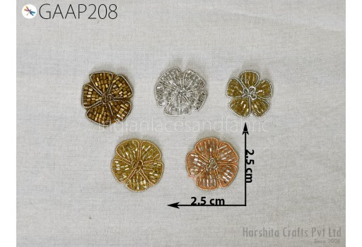 25 pc Handmade Beaded Appliques Patches Flower Indian Sewing Wedding Dresses Handcrafted Beaded Patches DIY Crafting Supply Embellishments.