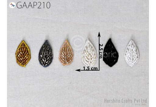 25 pc Leafs Beaded Appliques Patches Handmade Indian Sewing Wedding Dresses Handcrafted Beaded Patches DIY Crafting Supply Embellishments