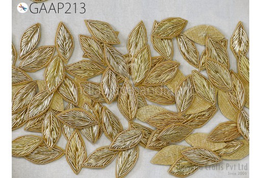 50 Handmade Appliques Patches Leaf Embroidered Indian Sewing Thread Dresses Handcrafted Beaded Patches Appliques Crafting Supply