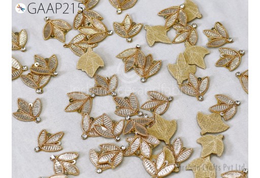 50 Tiny Handmade Applique Gota Patti Zari Flower Motif Crafting Decoration Traditional Applique Floral Pattern Motif Design Bridal  Indian  Headmades. 