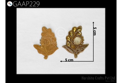 6 Piece Gold Indian Applique Golden Patch Bullion Sewing Accessories Dress Crafting Handcrafted Zardosi Work Appliques Scrapbooking Patches. 