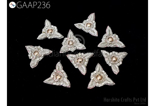 15 Indian Decorative Beaded Golden Appliques Patches Embroidery Rhinestone Appliques Bridal Headband Appliques Handcrafted Applique Crafting.