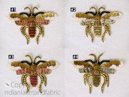 1 Pair Honey Bee Beaded Patches Embroidery Sew on Denim Patch Decorative Embroidery Handcrafted Appliques Crafting Sewing Clothing Accessory