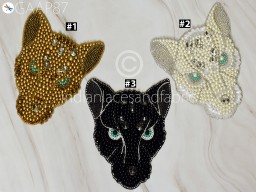 1 Piece Panther Beaded Patches Appliques Dresses Embroidered Indian Decorative Handmade Sewing DIY Crafting Sewing Accessories Home Décor