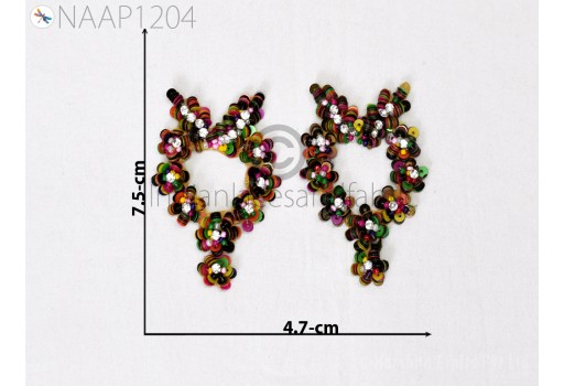 2 Pairs Decorative Sequins Handmade Patches Embroidered Home Decor Wedding Dresses Handcrafted Beaded Patch Appliques DIY Crafting Supply
