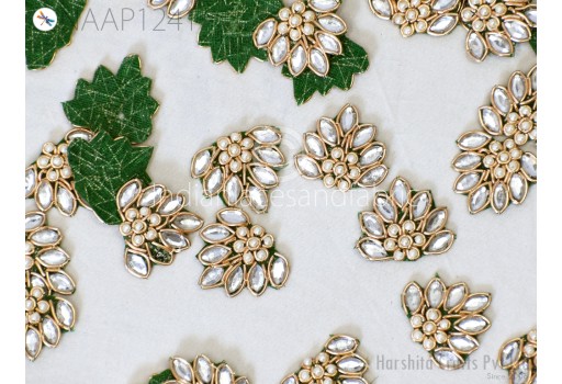 25 Piece Gold Kundan Applique Patch Bullion Handmade Embellished Appliques Sewing Indian Accessories DIY Crafting Scrap booking Embellishments Christmas applique