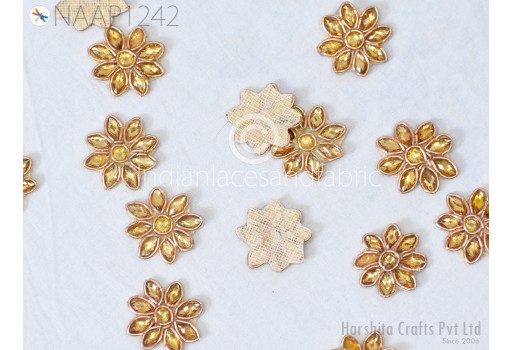 25 Piece Gold Kundan Applique Patch Bullion Handmade Embellished Appliques Sewing Indian Accessories DIY Crafting Scrap booking Embellishments Christmas applique