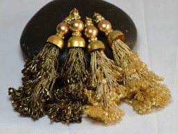 2 Pieces Decorative Tassels Indian Handmade Metallic Beaded Christmas DIY Home Décor Crafting Keychain Charms Embellishment Bridal Latkans