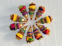 6 pc Assorted Tassels Multicolor Decorative Indian Handmade Tribal Pom Pom Curtain Christmas DIY Crafting Jewelry Charms Gypsy Embellishment