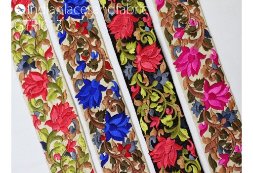 Embroidery Fabric Trim By Yard Embellishment Shoe Making tape Embroidered Cushion Covers Ribbon Sewing Crafting lehenga Border Indian Wedding wear Dress Lace