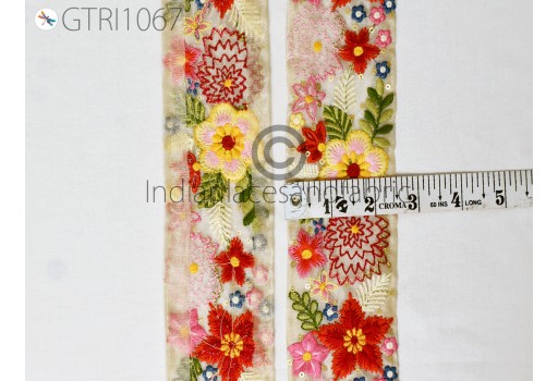 Embroidered Ribbon Indian Lehenga Sari Border Sewing Fabric Trims By 3 Yard DIY Crafting Ribbon Table Runners Curtain Blouses Trimmings