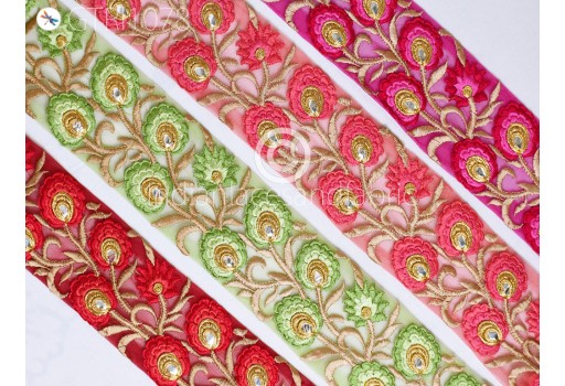 9 Yard Indian Embroidered Trim Drapery Hats Bag Saree Decorative Trimmings Handmade Crafting Ribbons Sewing Sari Borders Embellishments Bridal Belt Home Décor Lace