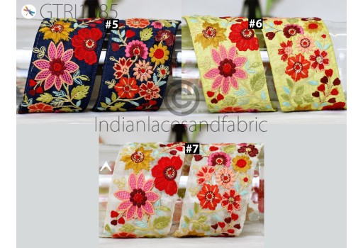 Embroidered Trim By 3 Yard Indian Sari Border DIY Crafting Fabric Saree Sewing Decorative Beach Bag Cushions Trimmings Ribbons Home Decor