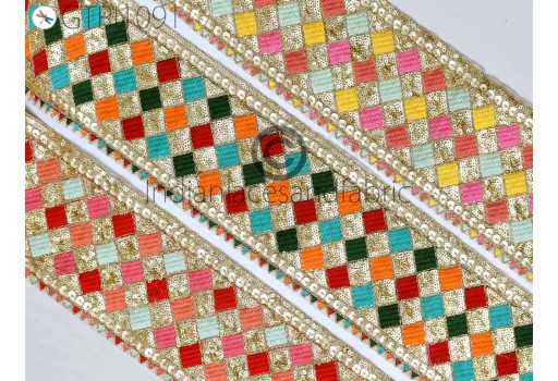 9 Yard Multicolor Sequin Trim Embroidered Bridal Belt Making Trimmings Indian Decor Sari Border DIY Crafting Sewing Sequins Ribbon Decorative Bridal Dresses Lace