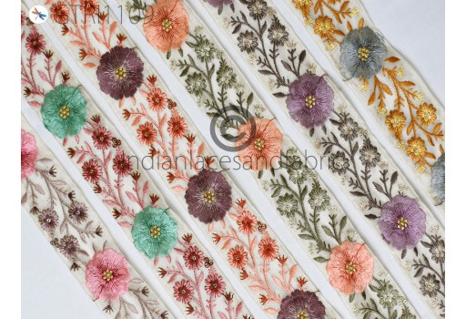 9 Yard Indian Embroidered Fabric Trim Saree Tape Sewing DIY Crafting Embroidery Sari Border Costume Wedding Dress Embellished Home Decoration Lace Festival Gown Making Ribbon