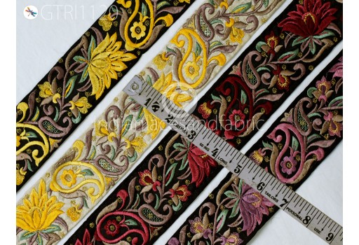 9 Yard Embroidered Dresses Ribbon Fabric Trim Decorative Embroidery Bridal Gown Making Embellishments DIY Crafting Sewing Saree Indian Sari Border Home Decor Tape