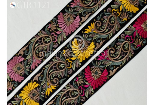 Embroidered Ribbon Fabric Trim By the Yard Decorative Embroidery Embellishments DIY Crafting Sewing Saree Indian Sari Border Home Decor Tape