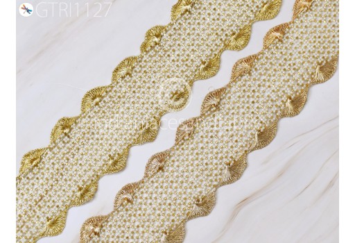 9 Yard Decorative Gold Beaded Trims Wedding Dresses Bridal Belt Sashes Indian Laces Garments Costumes Ribbon Crafting Sewing Boutique Material Home Décor Tape