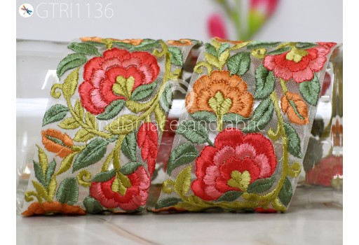 9 Yard Embroidered Fabric Trim Indian Sari Border Saree Laces Sewing DIY Crafting Decorative Ribbons Trimmings Cushions Beach Bags Hats Making Ribbon