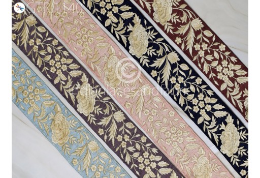 9 Yard Embroidered Fabric Trim Decorative Indian Embroidery Embellishments Tapes DIY Crafting Sewing Saree Ribbons Sari Border Clutches